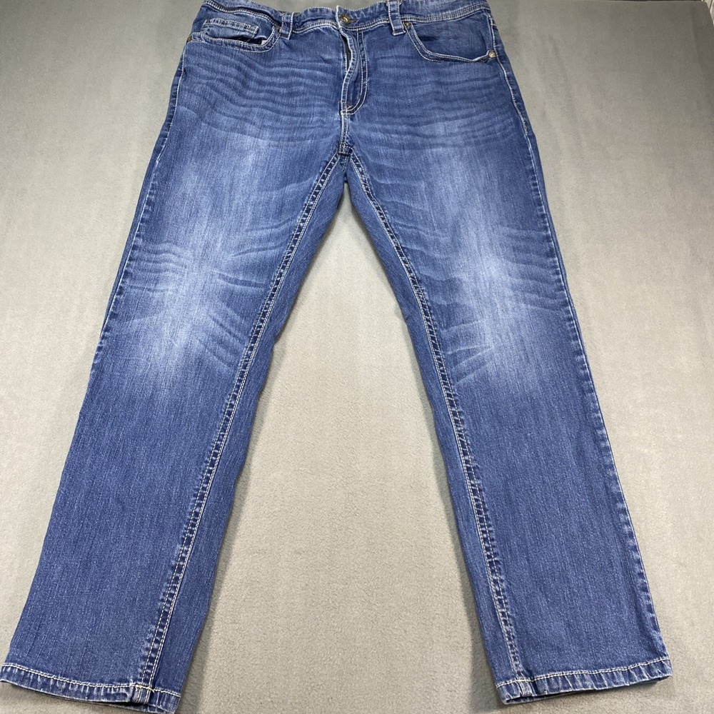 TK Axel Jeans Mens 38x32 Blue Medium Wash Straight Denim Stretch Athletic